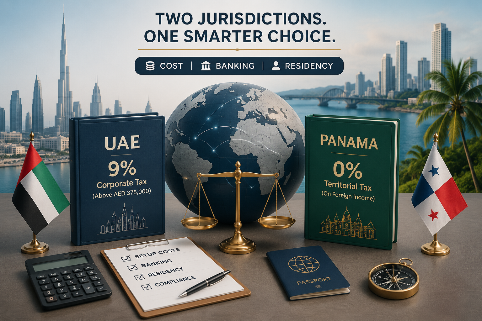 Moving your business out of Canada for taxes? Compare Panama's 0% territorial tax with UAE's 9% rate, banking, and residency.